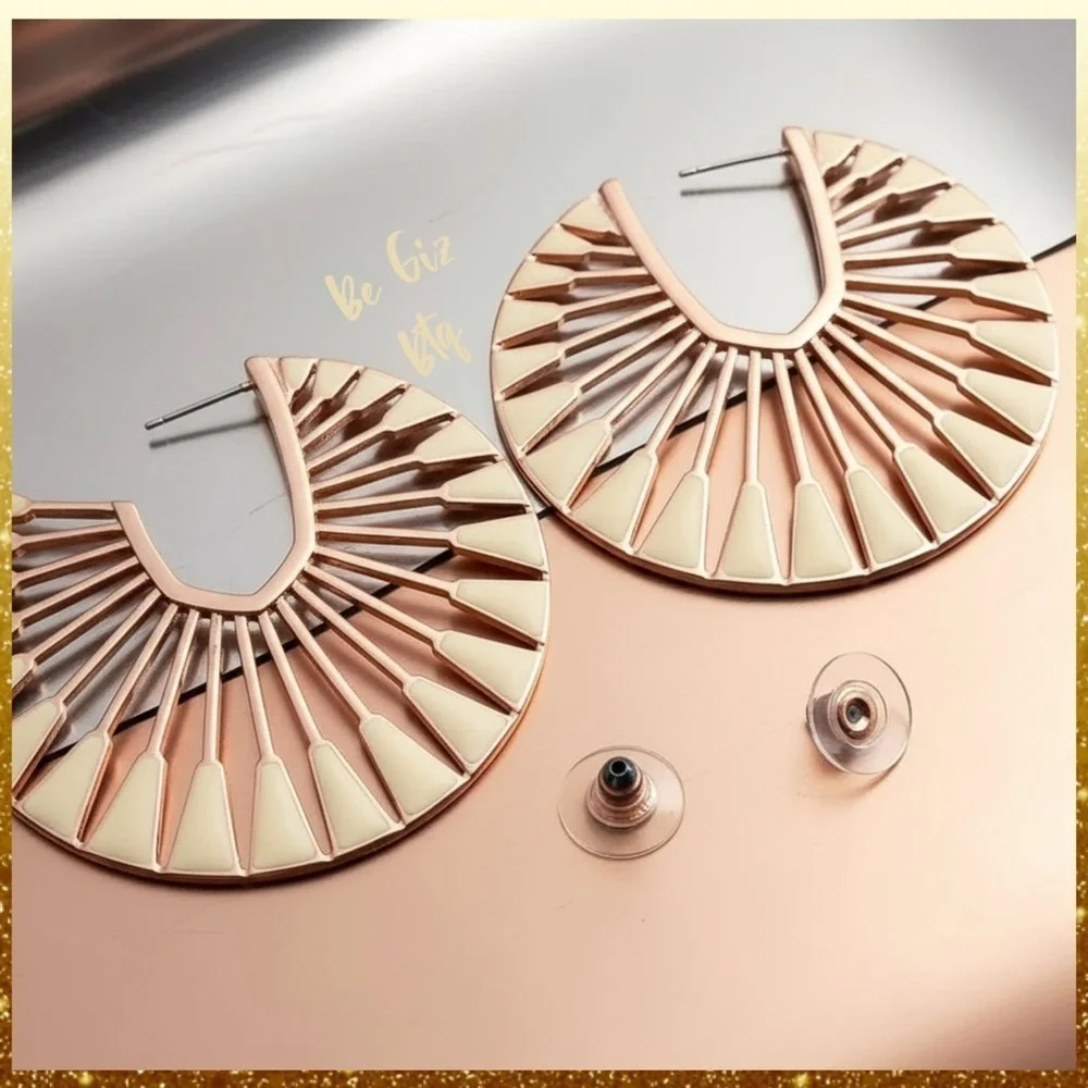 Authentic The Deanne Set Necklace and Hoop Earrings Set in Rose Gold
